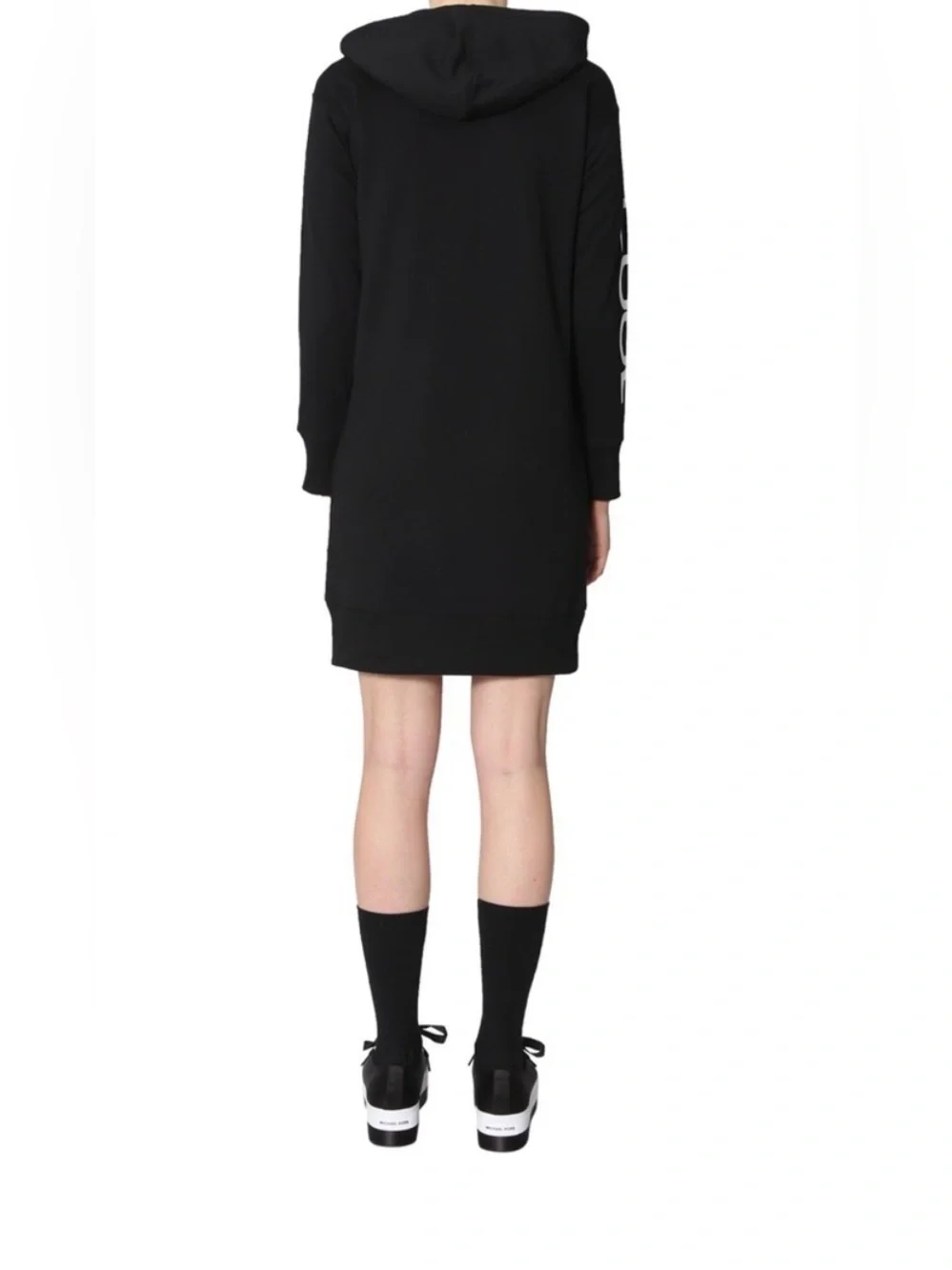 Michael Kors Black Long-Sleeve Logo Dress with White MK